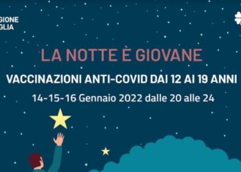 “La notte è giovane”, dal 14 al 16 gennaio in Puglia vaccini fino a mezzanotte alla fascia 12-19 anni