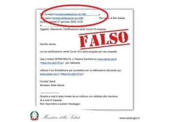Attenzione alla falsa mail sul green pass, il Ministero: “Da questo mittente è una truffa”