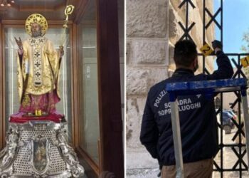 Furto in Basilica, ecco la foto della statua di San Nicola violata dai ladri. Decaro: “Sacrilegio”