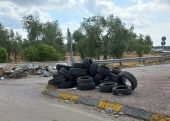 Bitonto, cimitero di pneumatici allo svincolo della SP 231: l’isola spartitraffico è una discarica