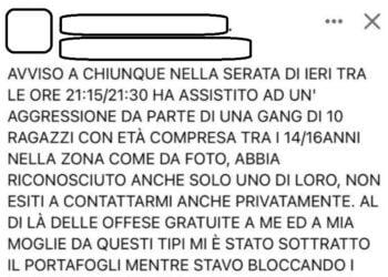“Accerchiato e derubato dal branco”, cerca aggressori e testimoni sui social