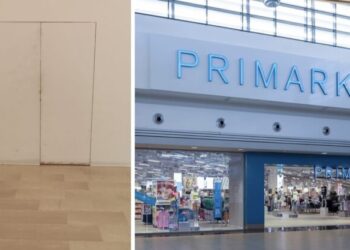 La porta del (futuro) negozio di Casamassima e uno store Primark