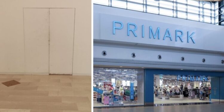 La porta del (futuro) negozio di Casamassima e uno store Primark