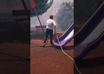 Fiamme Vicino Alla Scuola Materna, Sindaco Soccorritore Di Cellamare Aiuta A Spegnere Le Fiamme – Video