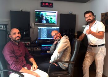Da Sinistra A Destra Il Compositore Orazio Saracino, L'ingegnere Del Suono Alex Grasso E Il Regista Fatmir Bardhoci