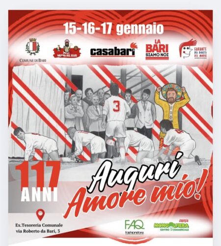 14 01 25 Da Domani La Mostra Di Casabari Per I 117 Anni Del Bari Calcio Nella Sala Ex Tesoreria Locandina