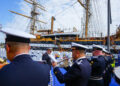 Cerimonia Di Benvenuto Nave Amerigo Vespucci Con La Fanfara Di Presidio Del Comando Interregionale Marittimo