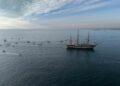 Nave Vespucci Arrivo A Brindisi Con Accoglienza Delle Imbarcazioni
